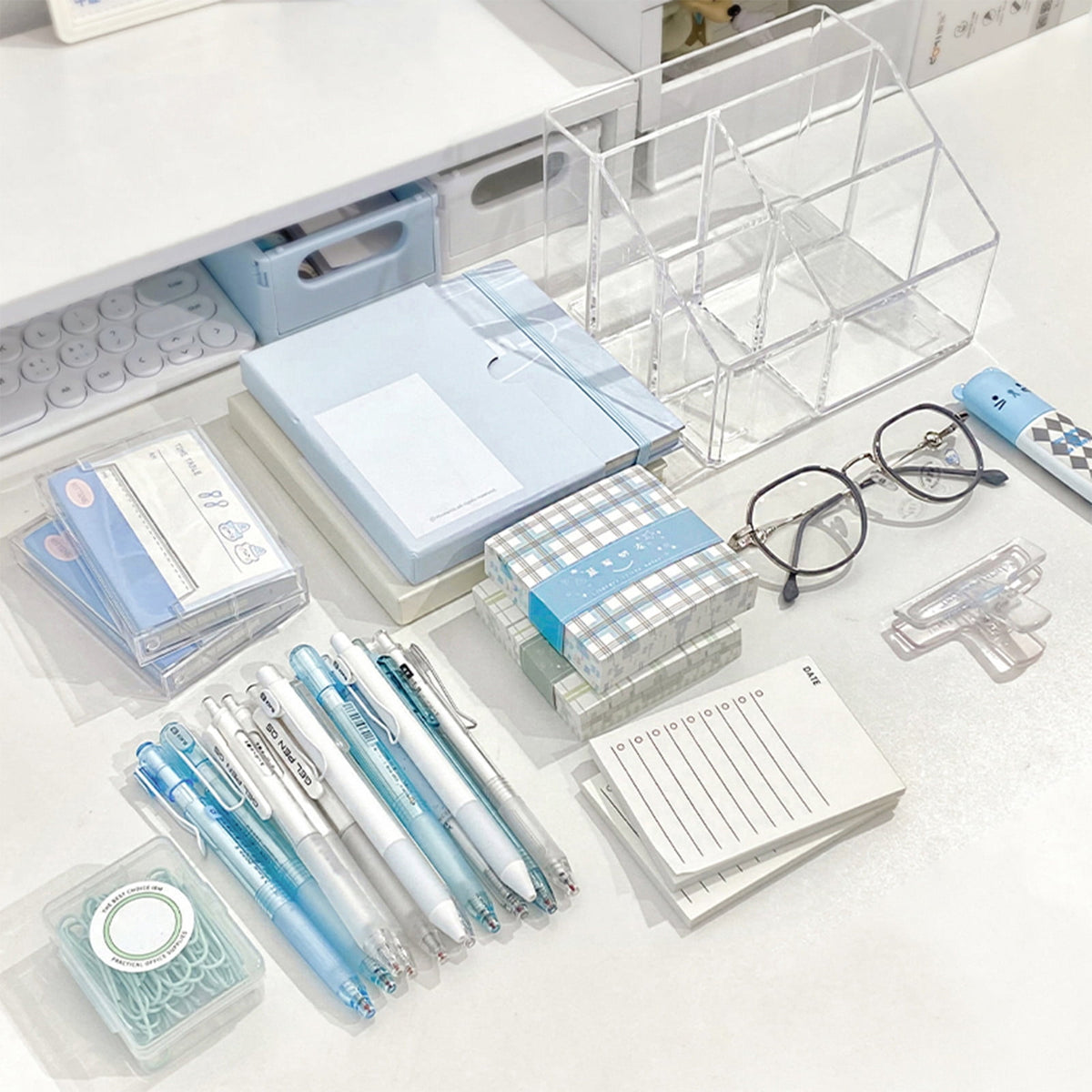 Clear Acrylic Desk Caddy, Five Compartments and a Pull-Out Drawer - Image 5