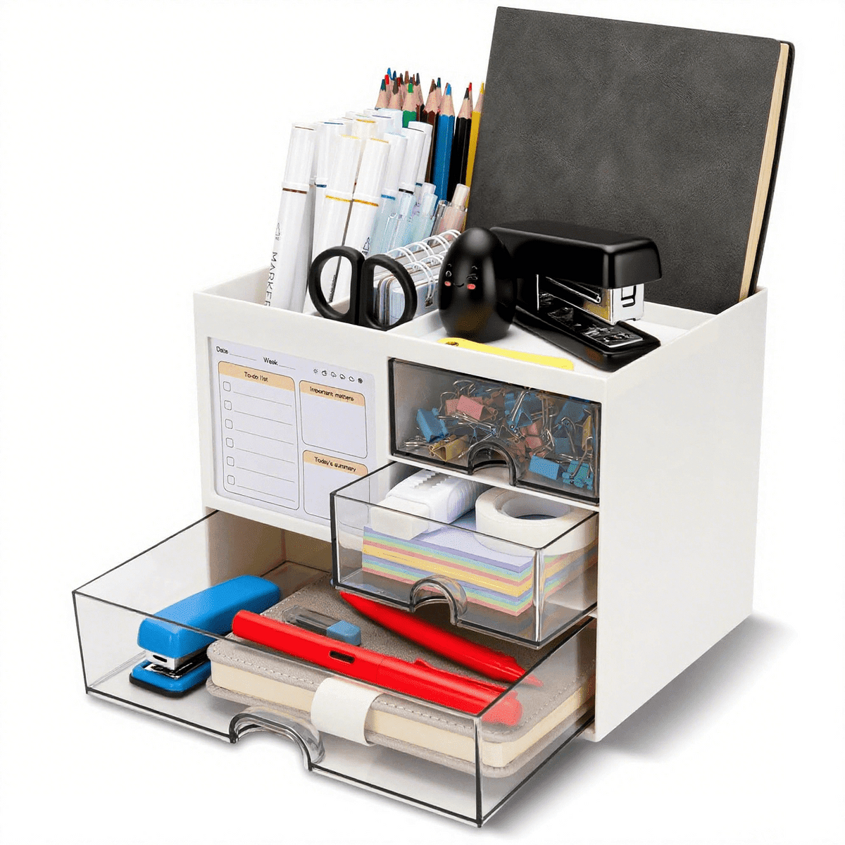 Desk Organizer with Three Drawers and Eight Compartments in Moulded ABS - Image 2