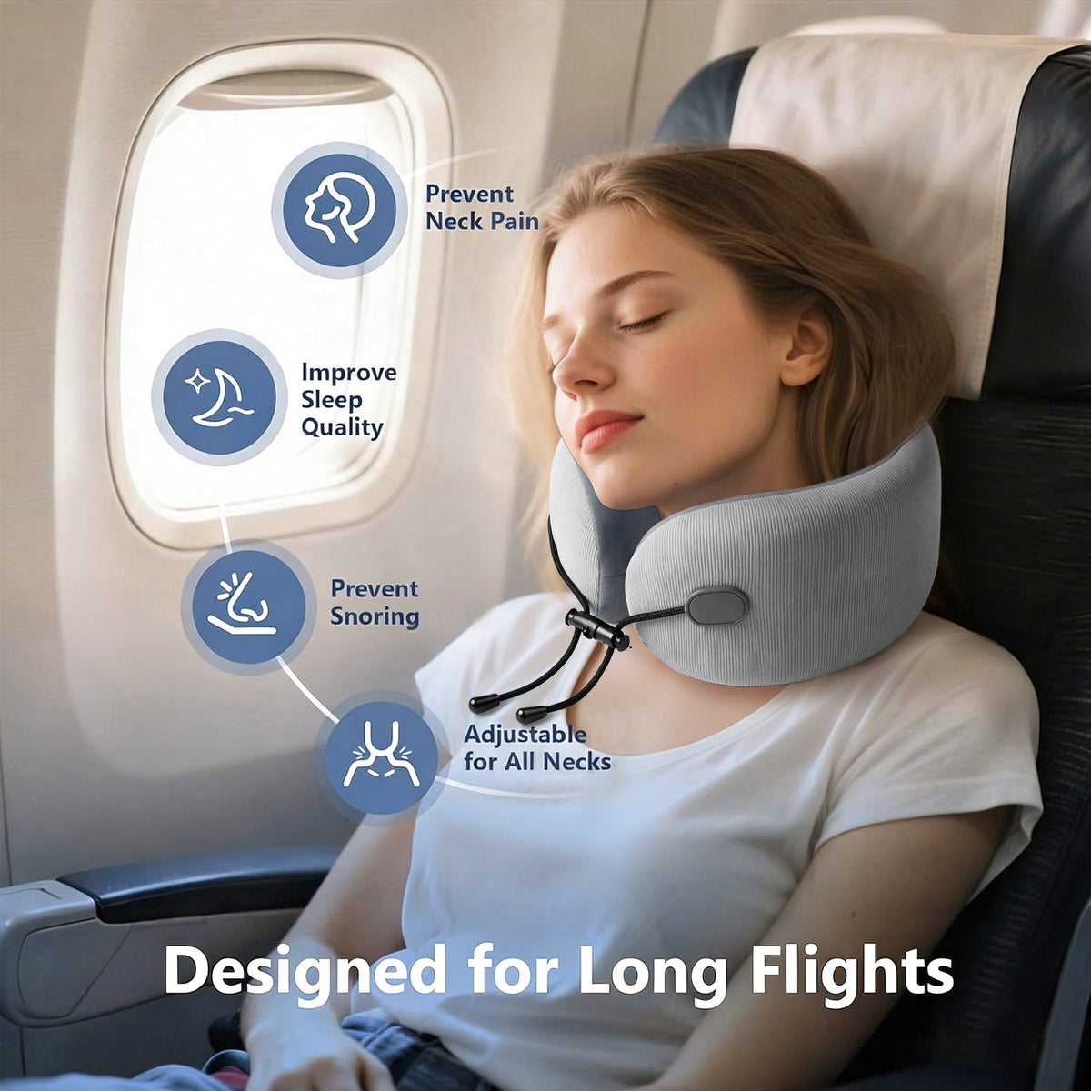 Memory Foam Travel Neck Pillow with Washable Cover and Carry Case - Image 3