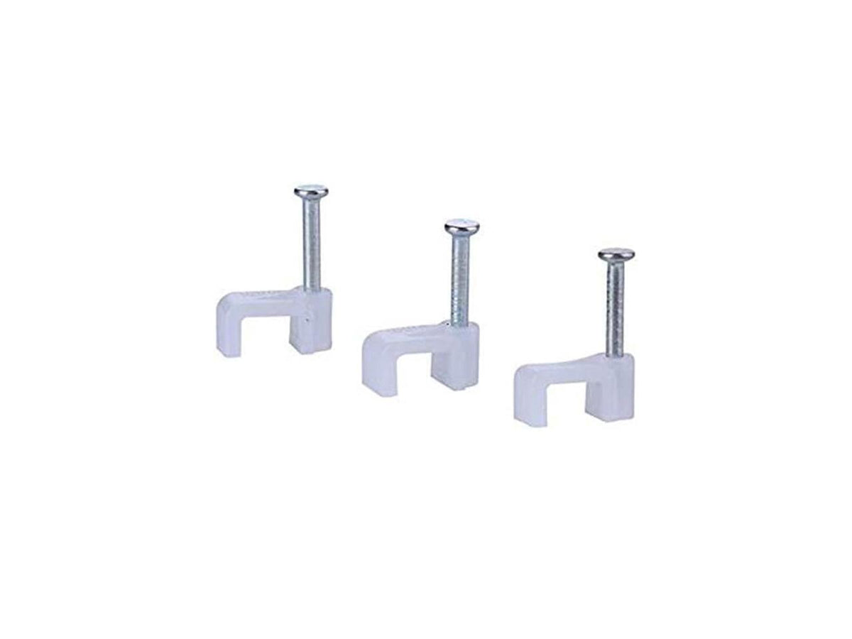 Flat Cable Nail Clips, 100-Piece Set for 8 by 5 mm Ethernet Runs