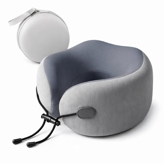 Memory Foam Travel Neck Pillow with Washable Cover and Carry Case