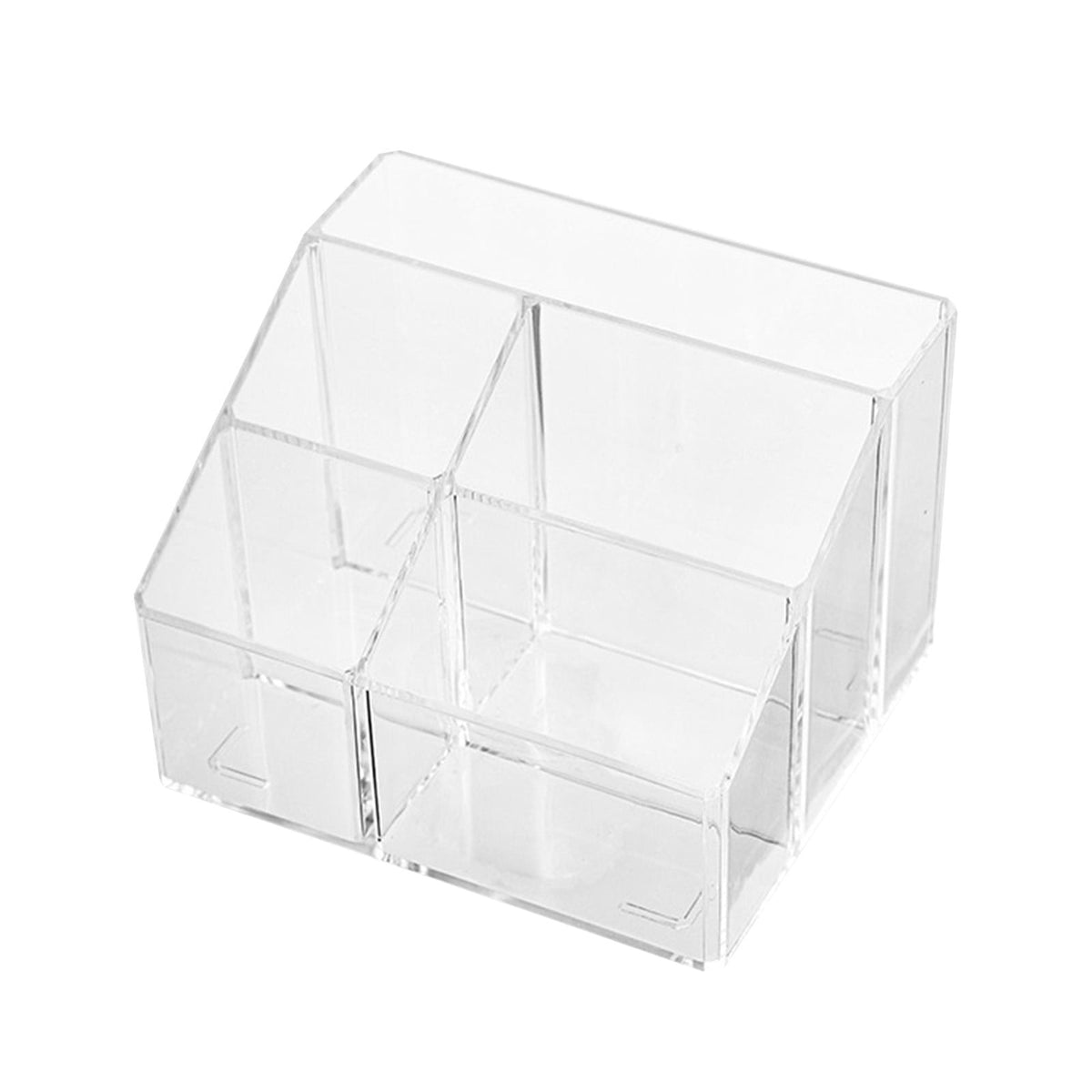 Clear Acrylic Desk Caddy, Five Compartments and a Pull-Out Drawer