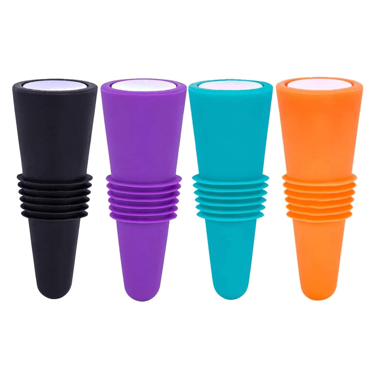 Silicone Wine Bottle Stoppers, Four Sealers with Grip Tops - Image 2