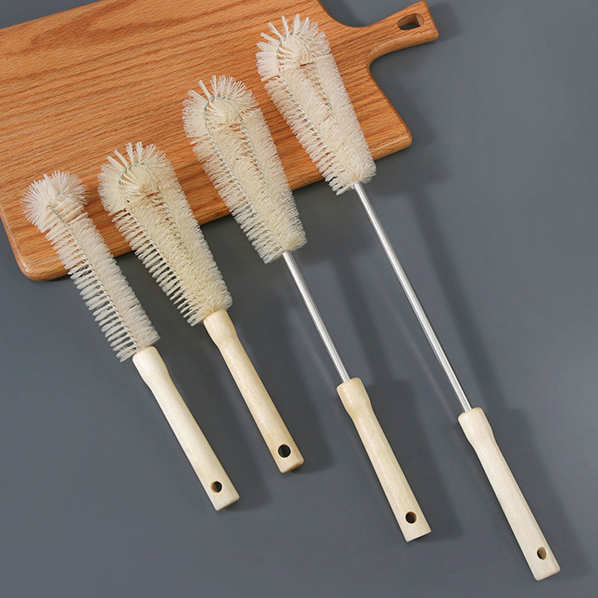Long-Handled Bottle Brush with Nylon Bristles and Wooden Grip - Image 3