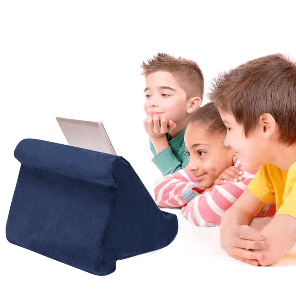 Cushioned Tablet Lap Stand with Side Pocket, Linen Cover and Foam Core - Image 5