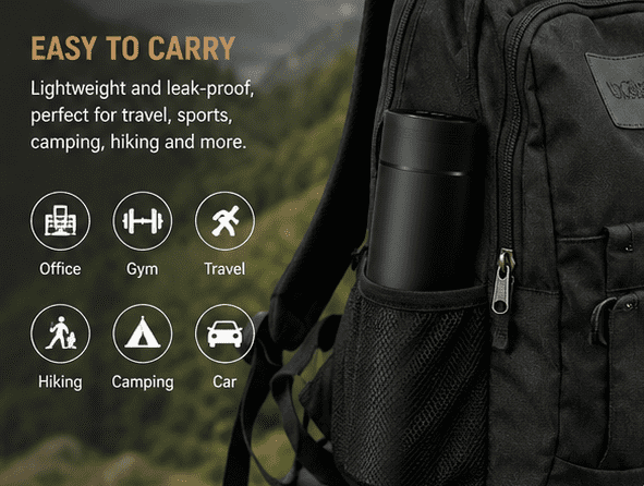Insulated Steel Flask with Lid Temperature Readout, 480 ml - Image 5
