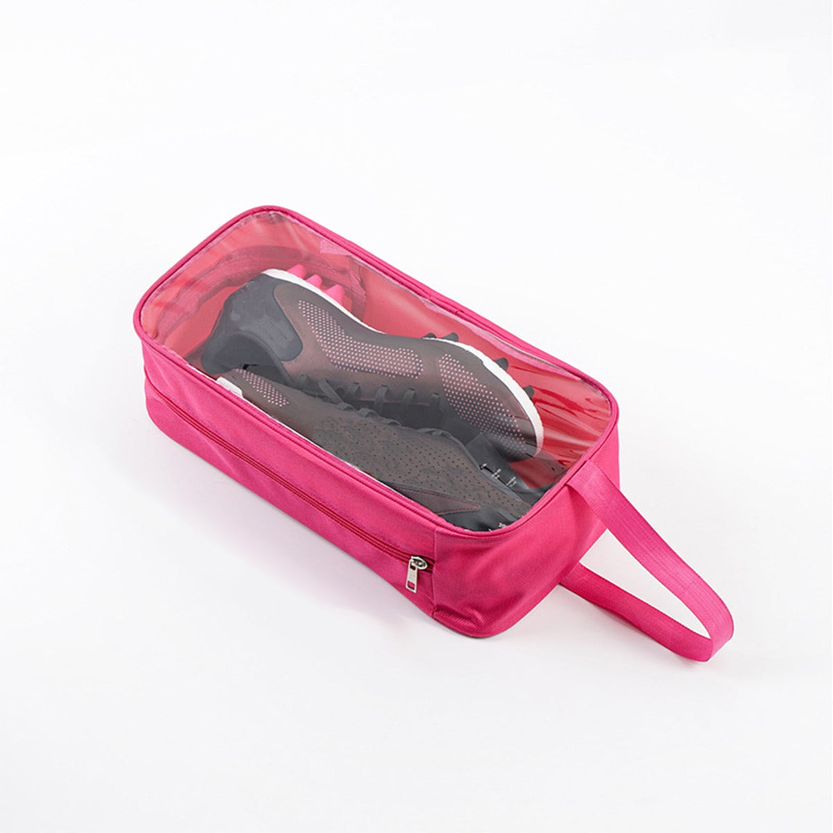 Clear-Panel Shoe Bag in Woven Cloth with Zip and Carry Handle - Image 2