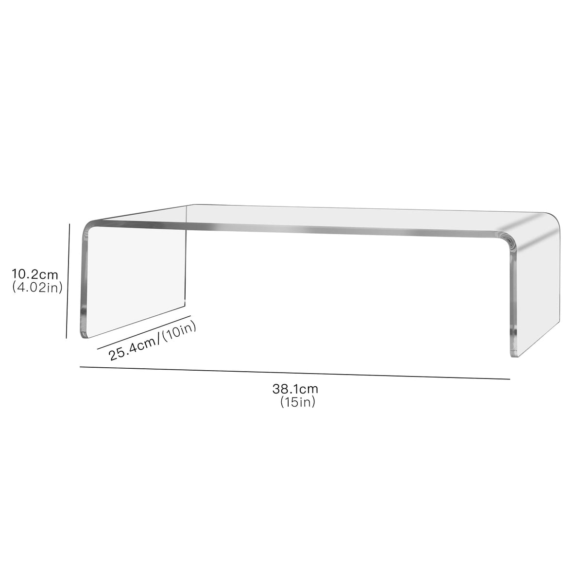 Clear Acrylic Monitor Riser with Smooth Edges and Keyboard Clearance - Image 2