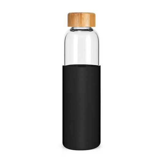 Borosilicate Glass Water Bottle, 500 ml with Bamboo Lid and Sleeve