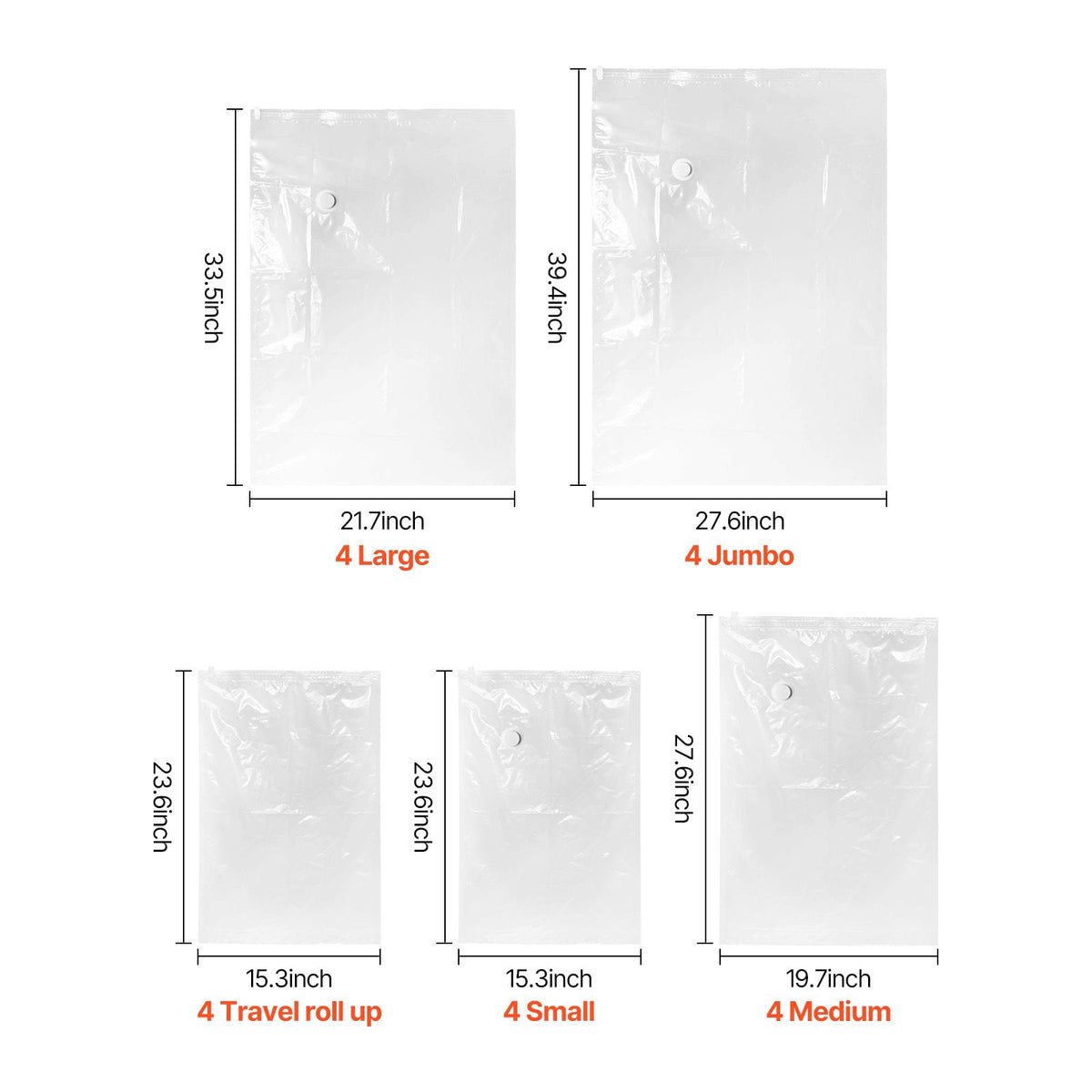 Vacuum Storage Bags, 20-Piece Set in Five Sizes with Hand Pump - Image 5