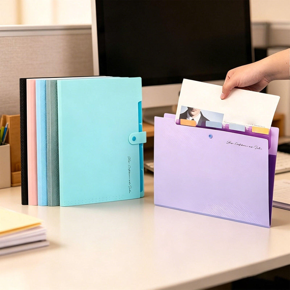 Accordion File Organizer with Eight Pockets, Letter Size at 12.8 by 9.6 Inches - Image 6