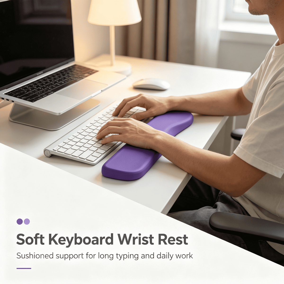Memory Foam Keyboard Wrist Rest in Wipe-Clean Grey - Image 5