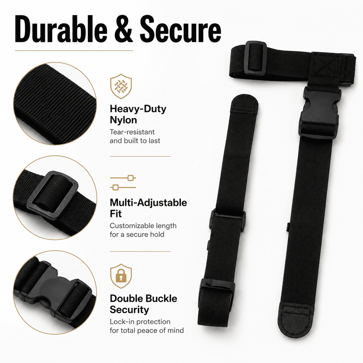 Adjustable Add-a-Bag Luggage Straps, Two Nylon Belts with Double Buckles - Image 2