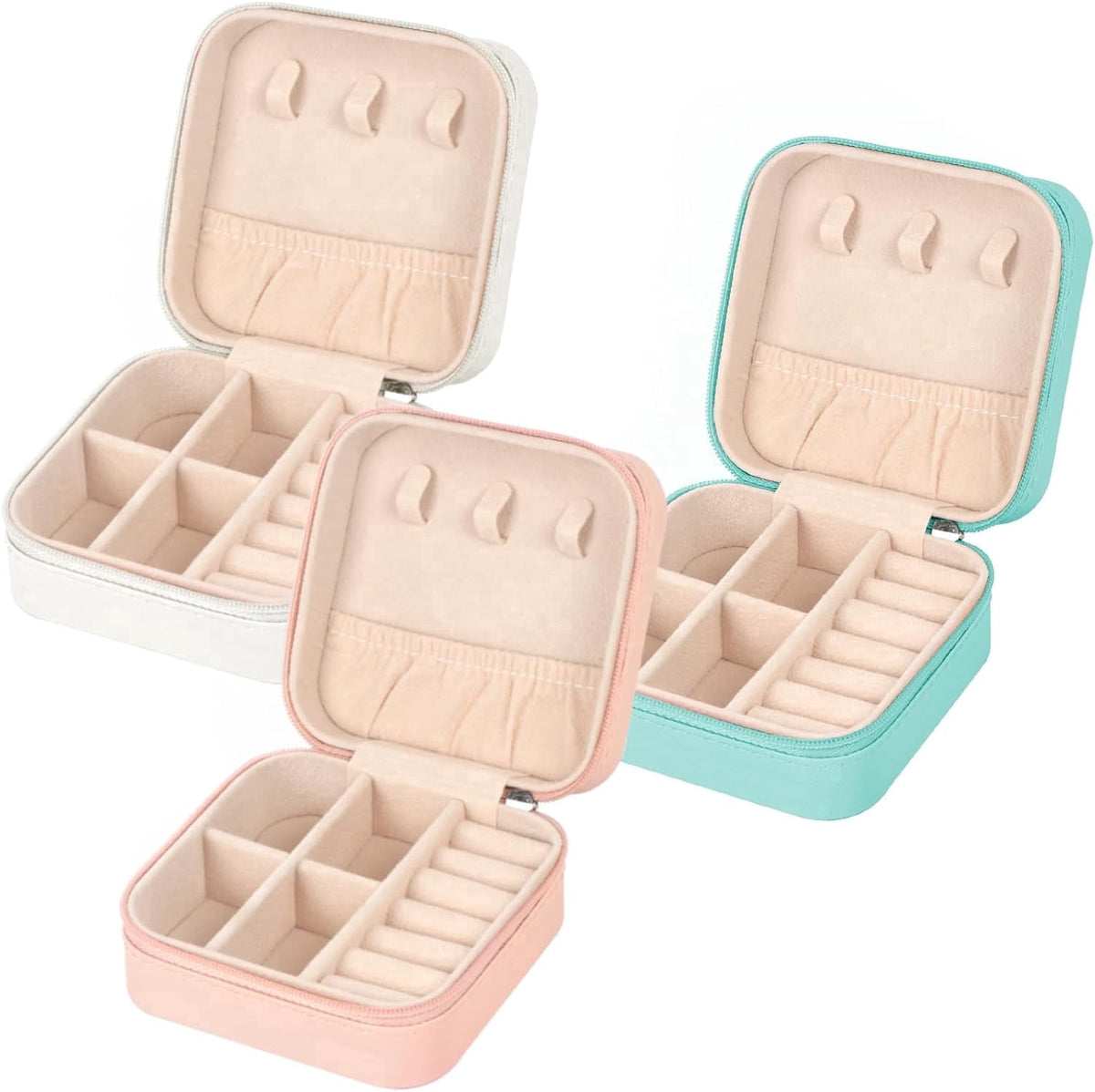 Compact Travel Jewellery Case in PU Leather with Velvet Lining
