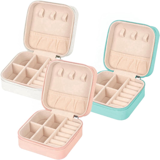 Compact Travel Jewellery Case in PU Leather with Velvet Lining