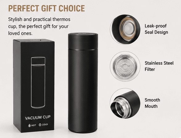 Insulated Steel Flask with Lid Temperature Readout, 480 ml - Image 6