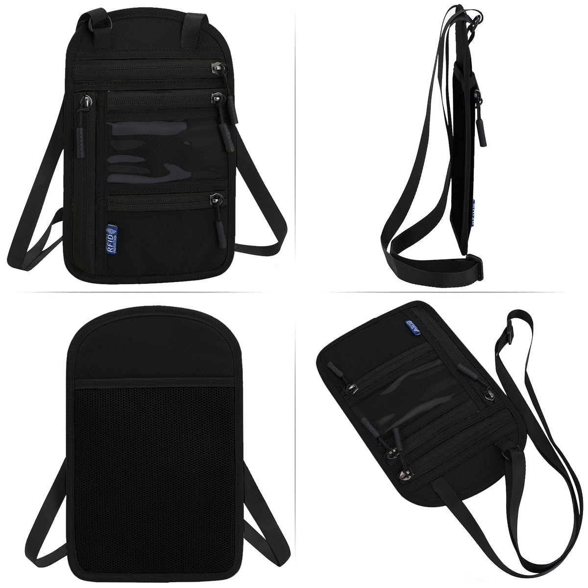 Nylon Passport Wallet with RFID-Blocking Lining and Water-Resistant Shell