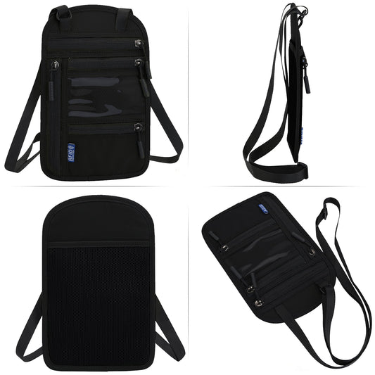 Nylon Passport Wallet with RFID-Blocking Lining and Water-Resistant Shell
