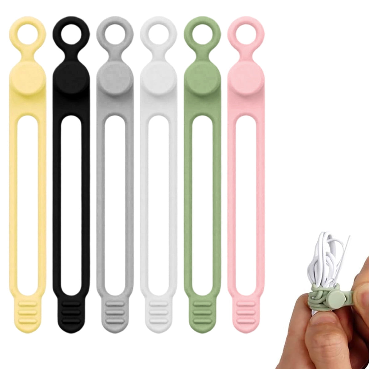 Reusable Silicone Cable Ties, 4.17-Inch Adjustable Cord Wraps for Desk and Bag - Image 2