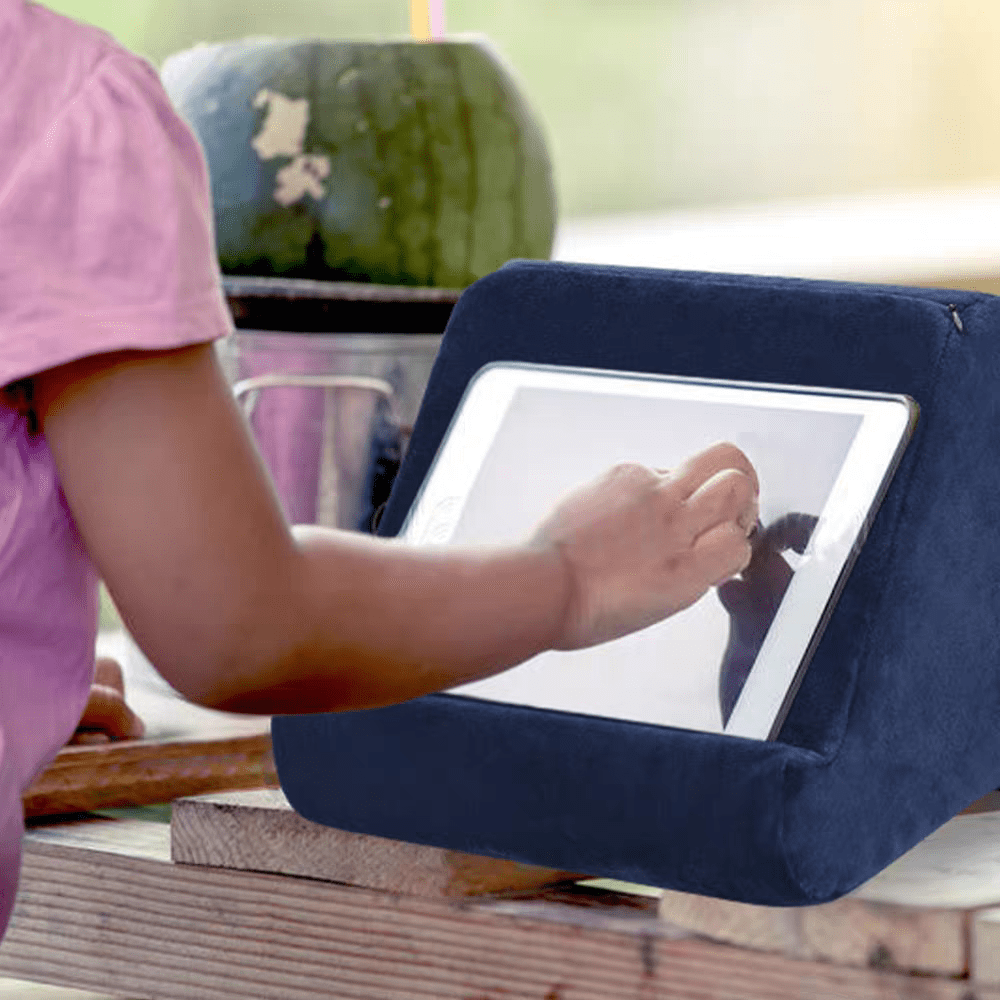 Cushioned Tablet Lap Stand with Side Pocket, Linen Cover and Foam Core - Image 6