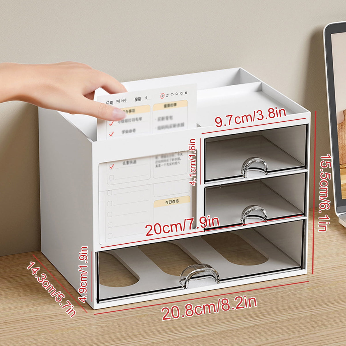Desk Organizer with Three Drawers and Eight Compartments in Moulded ABS - Image 6