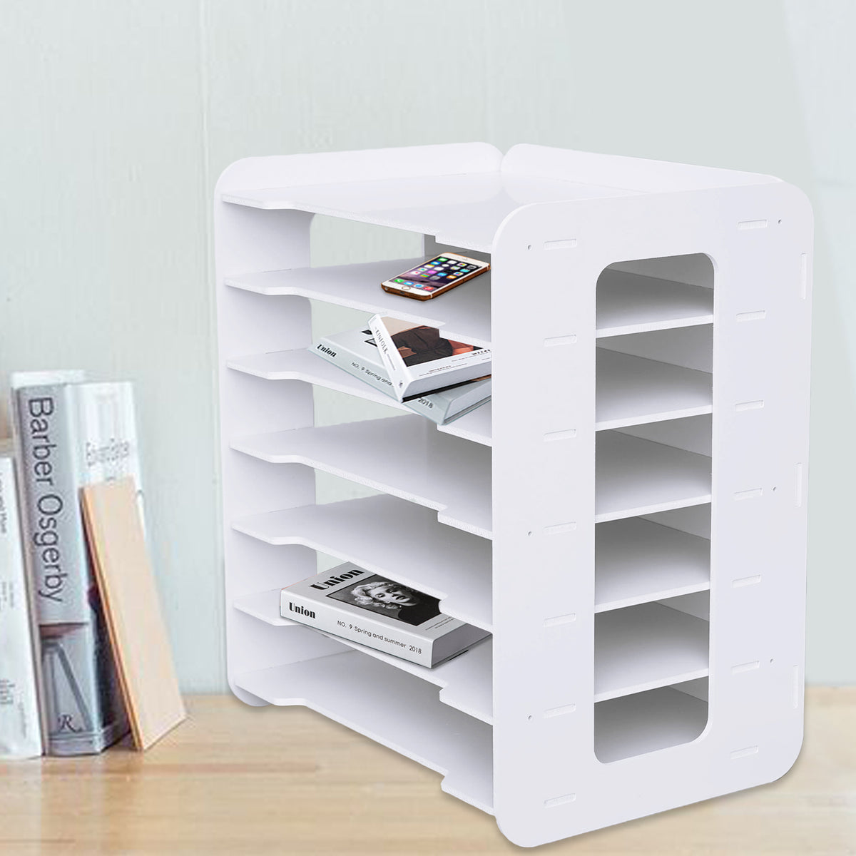 Seven-Tier Letter Tray in White PVC for Paper and Document Sorting - Image 5