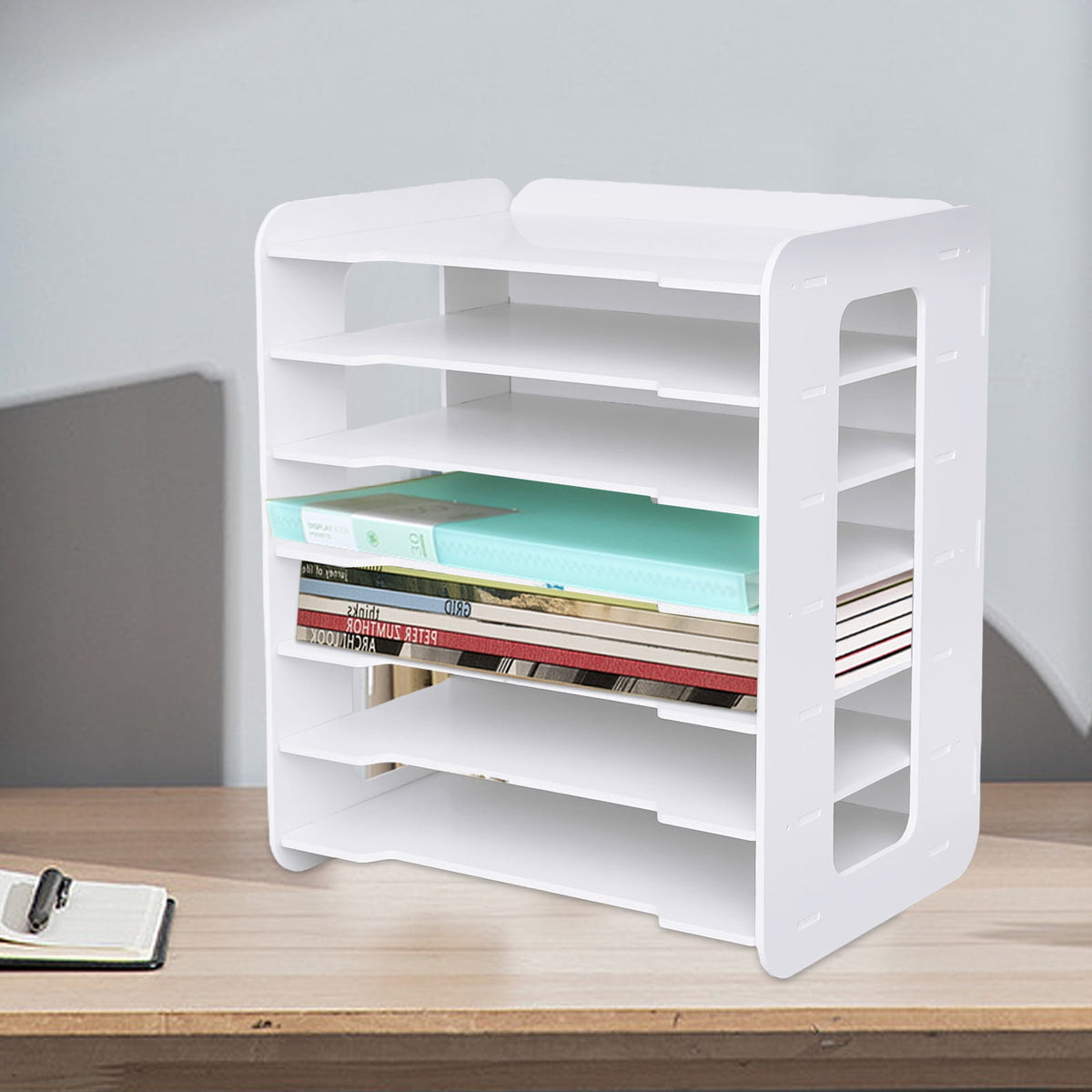 Seven-Tier Letter Tray in White PVC for Paper and Document Sorting - Image 4