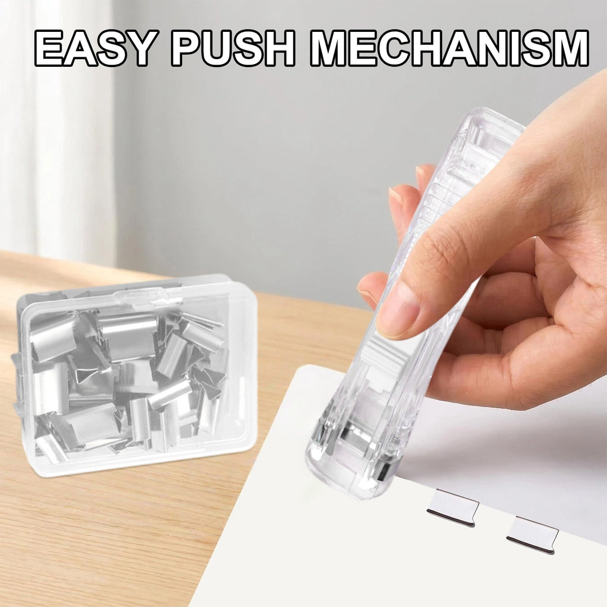 Handheld Clip Dispenser with 50 Reusable Paper Clamps, 4.6 Inches - Image 2