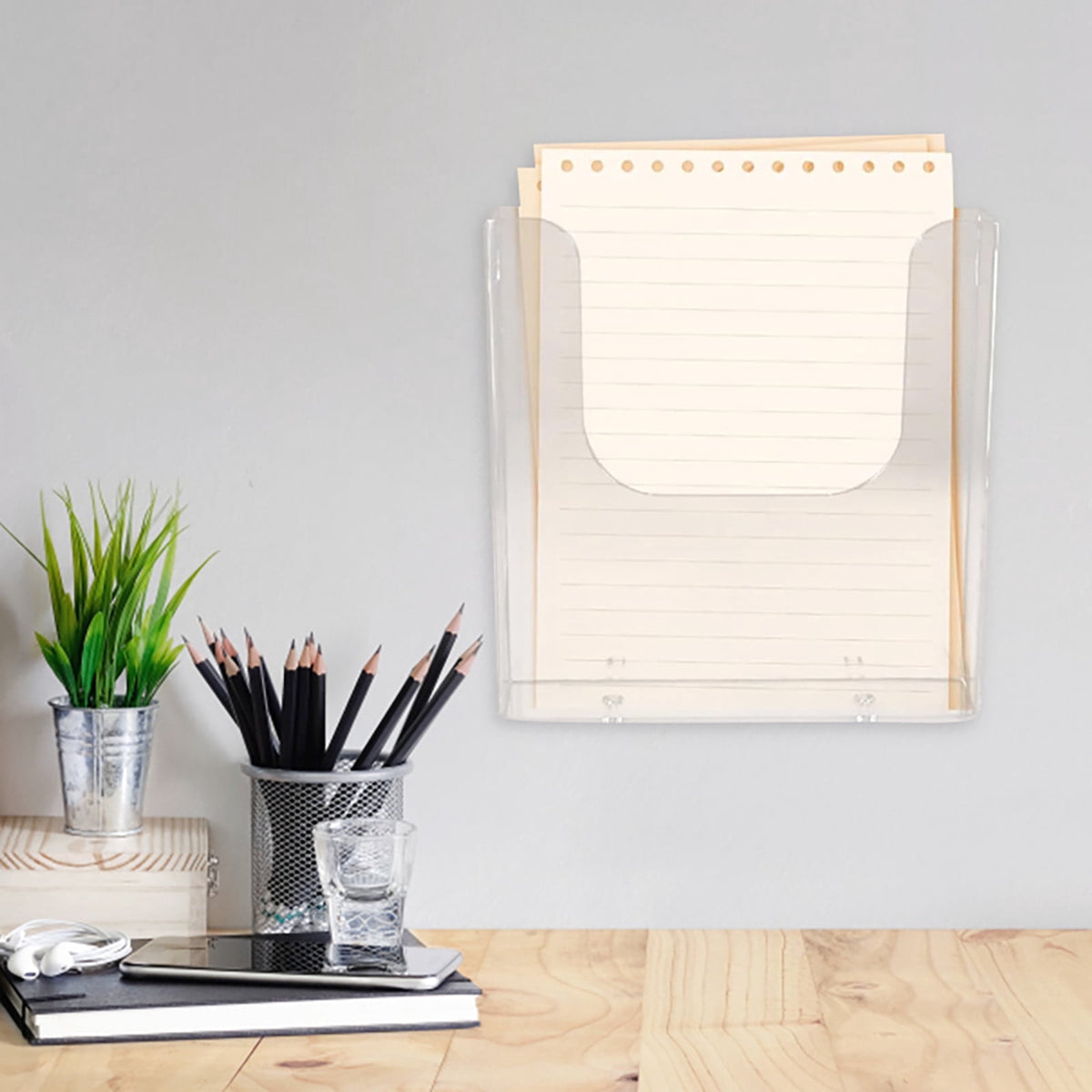 Wall-Mounted Acrylic File Pocket, A5 Size with Self-Adhesive Fixing - Image 4