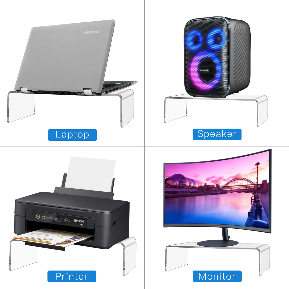 Clear Acrylic Monitor Riser with Smooth Edges and Keyboard Clearance - Image 5