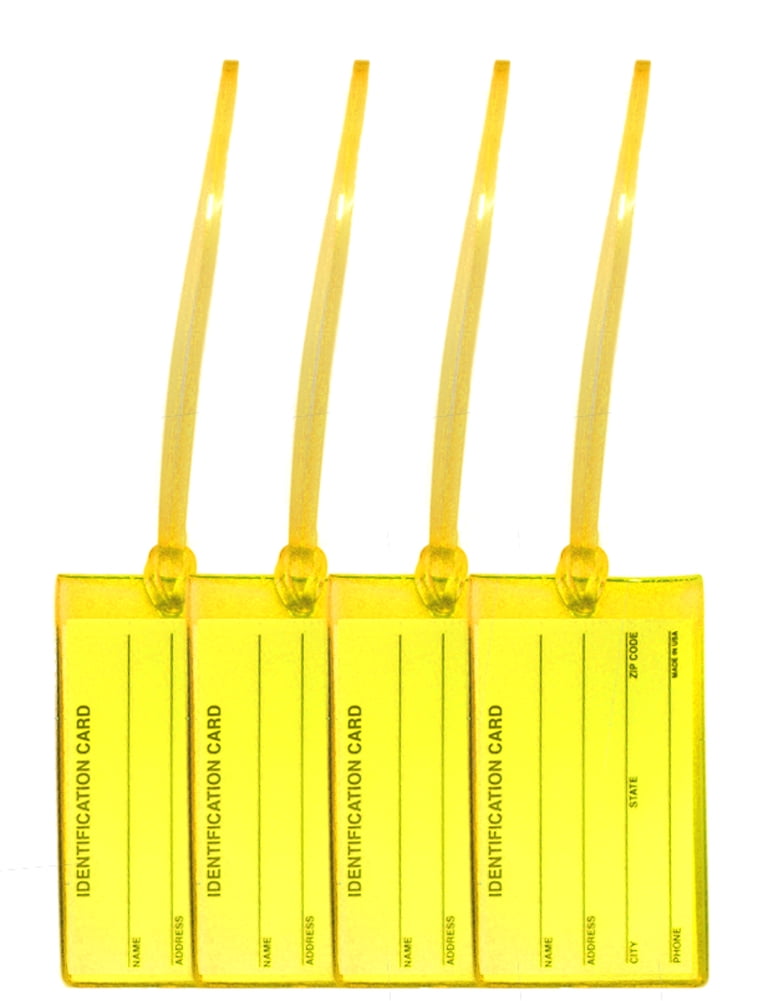 High-Visibility Luggage Tags, Four Neon Cards at 4 by 2.25 Inches