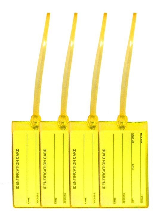 High-Visibility Luggage Tags, Four Neon Cards at 4 by 2.25 Inches