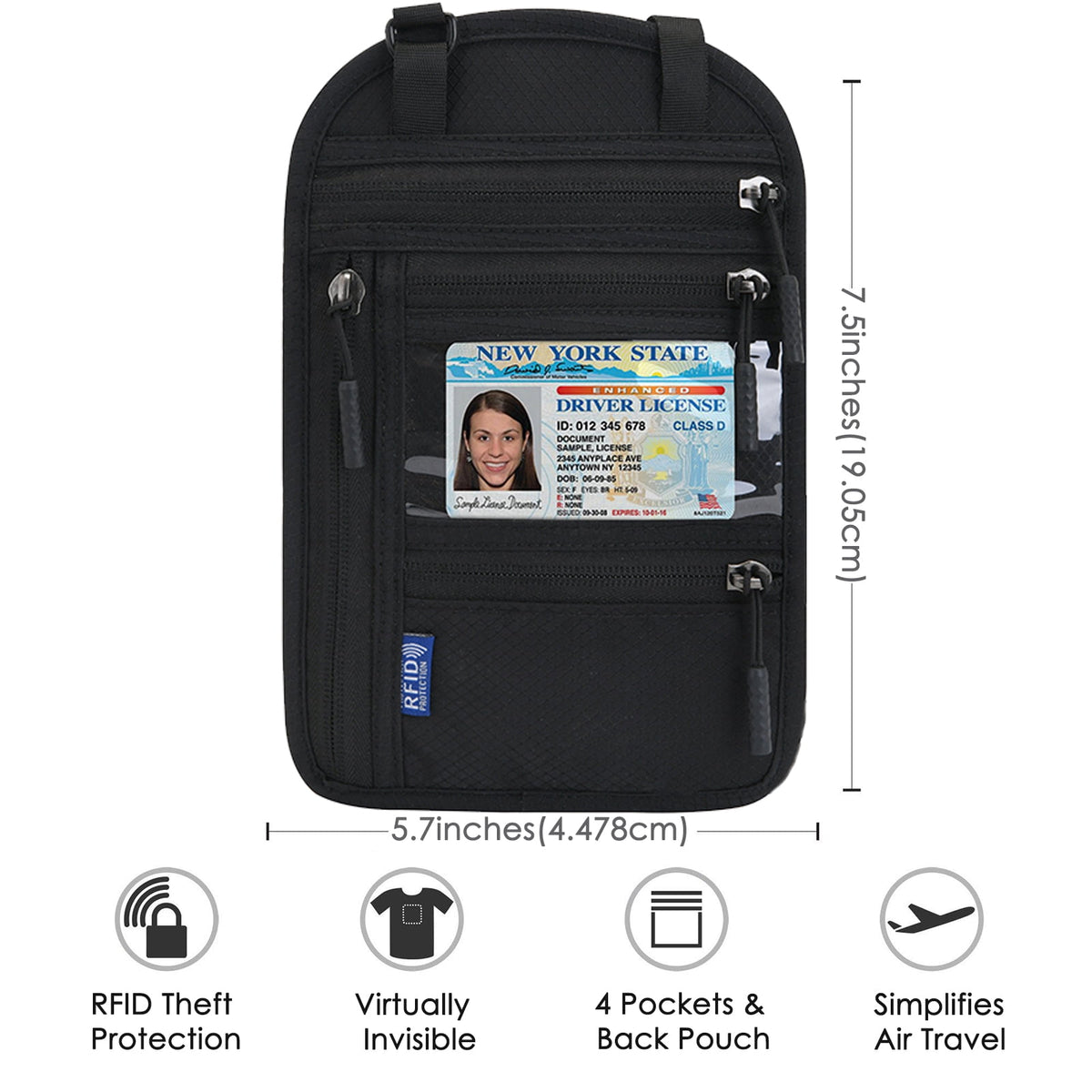Nylon Passport Wallet with RFID-Blocking Lining and Water-Resistant Shell - Image 5