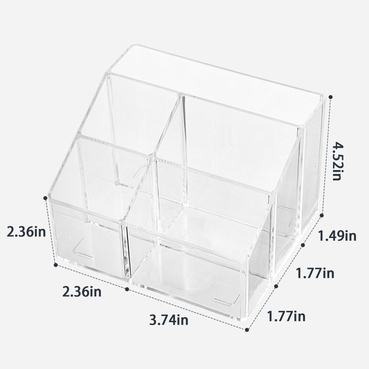 Clear Acrylic Desk Caddy, Five Compartments and a Pull-Out Drawer - Image 3