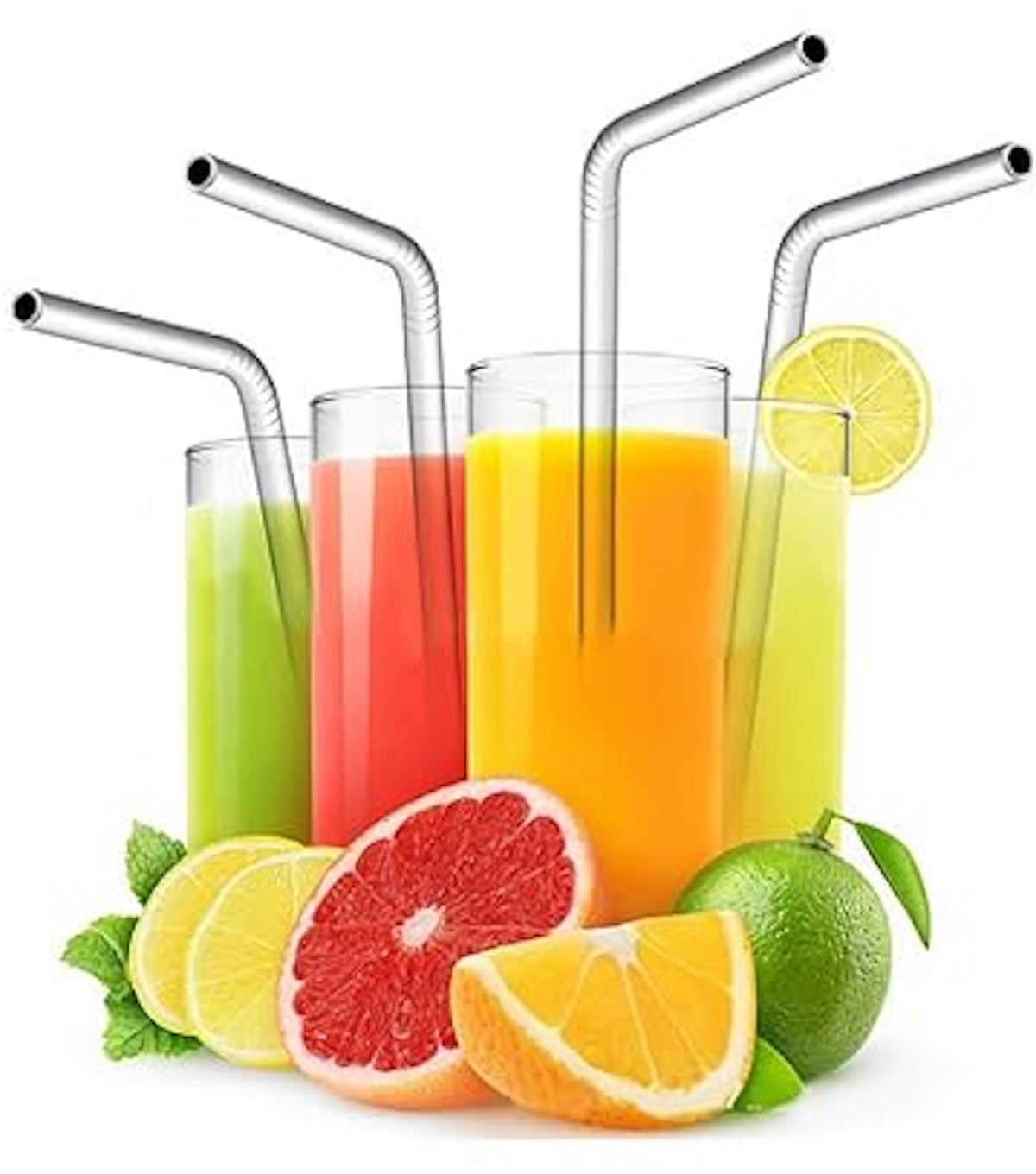 Stainless Steel Cocktail Straws, Four 6-Inch Bent Straws with Brush - Image 6