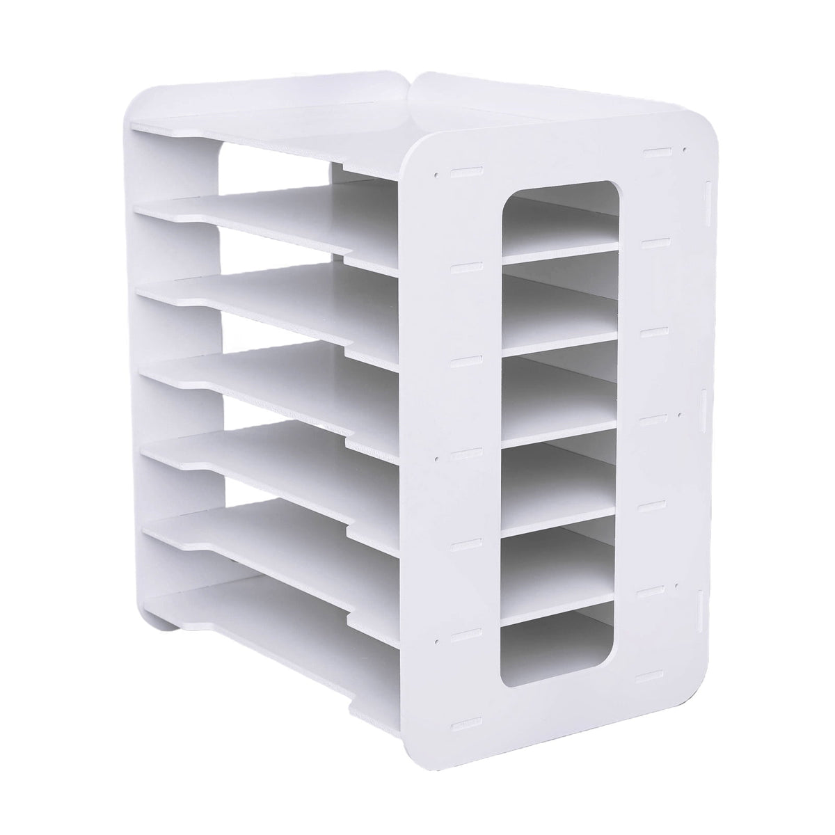 Seven-Tier Letter Tray in White PVC for Paper and Document Sorting
