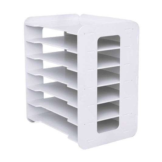 Seven-Tier Letter Tray in White PVC for Paper and Document Sorting