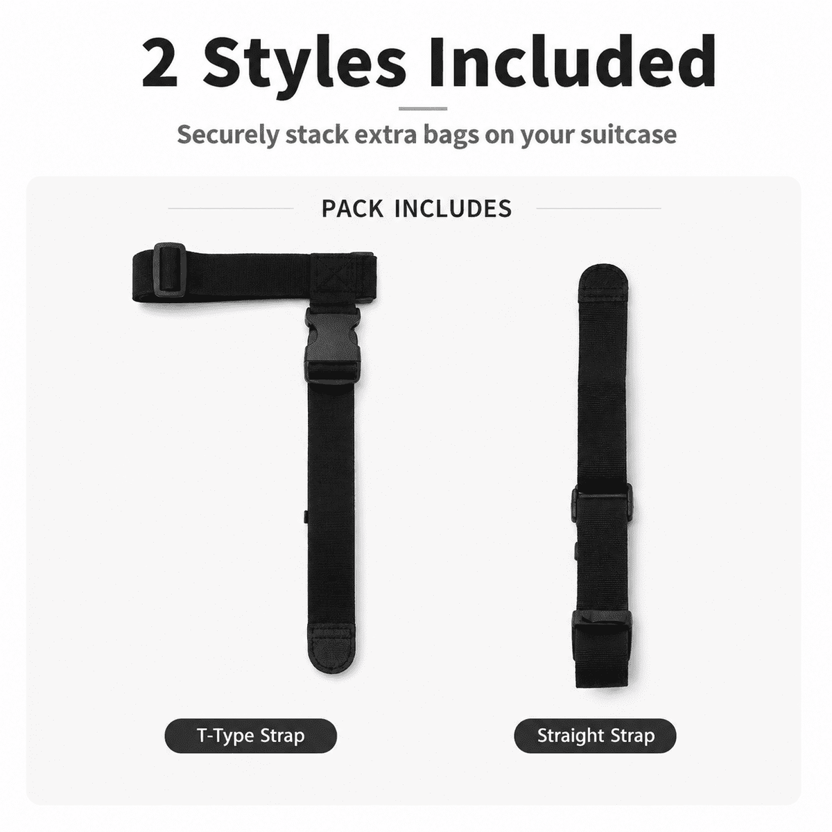 Adjustable Add-a-Bag Luggage Straps, Two Nylon Belts with Double Buckles - Image 4