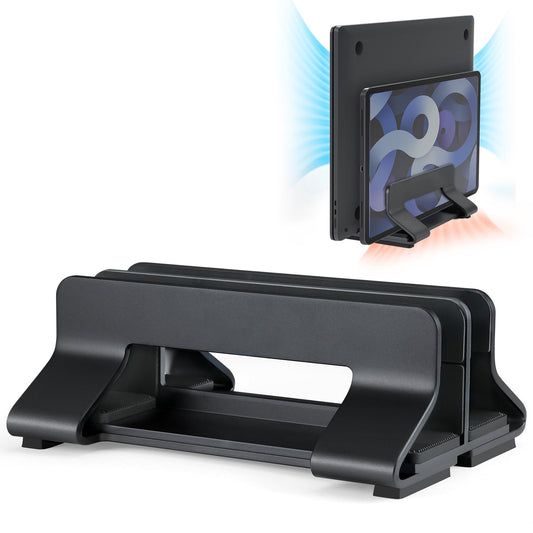 Vertical Laptop Stand in Aluminium, Two Slots with Tool-Free Width Adjustment - Image 2