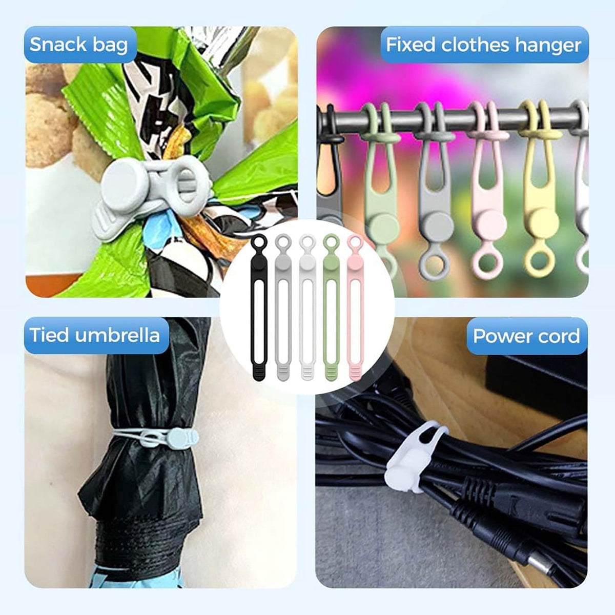 Reusable Silicone Cable Ties, 4.17-Inch Adjustable Cord Wraps for Desk and Bag - Image 6