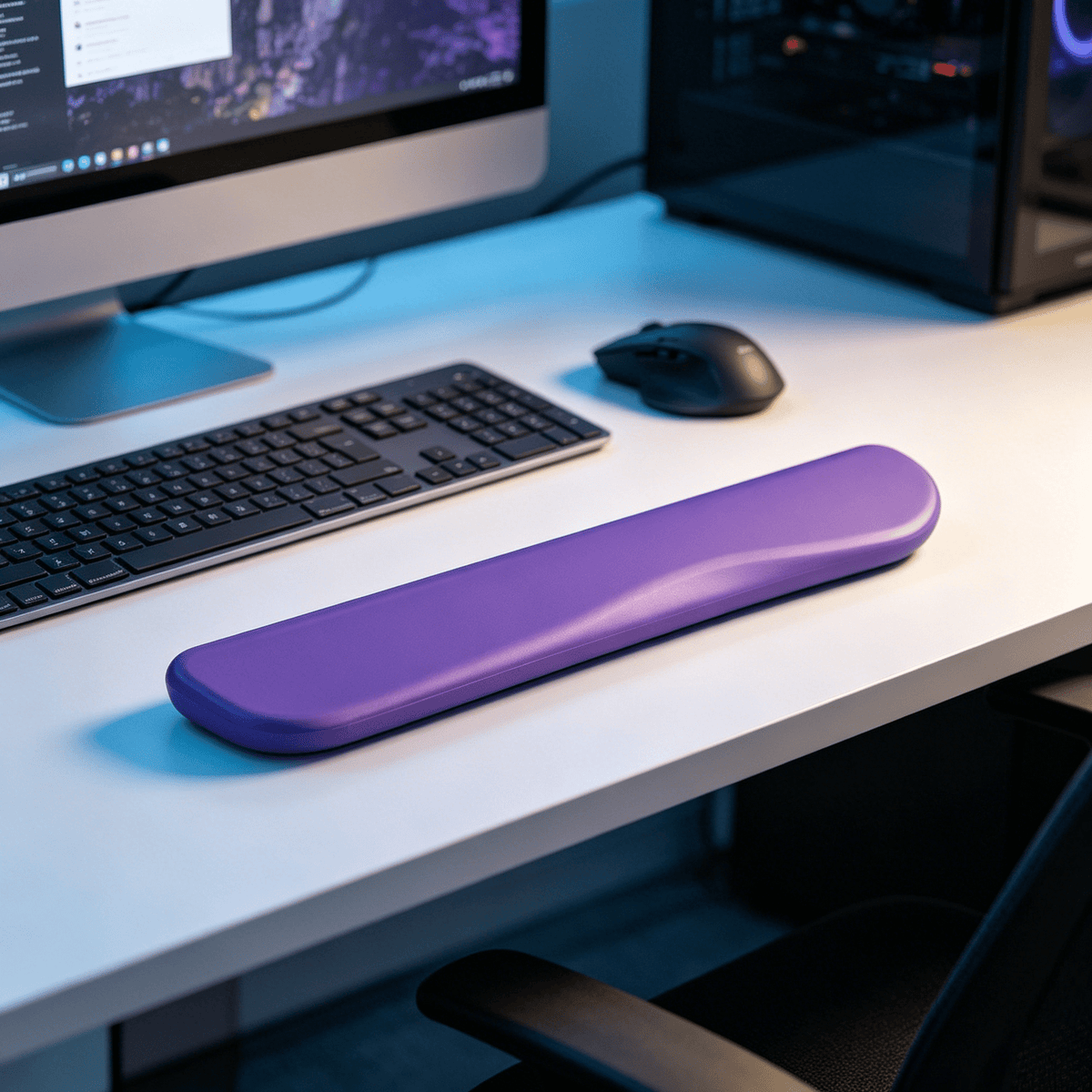 Memory Foam Keyboard Wrist Rest in Wipe-Clean Grey - Image 3