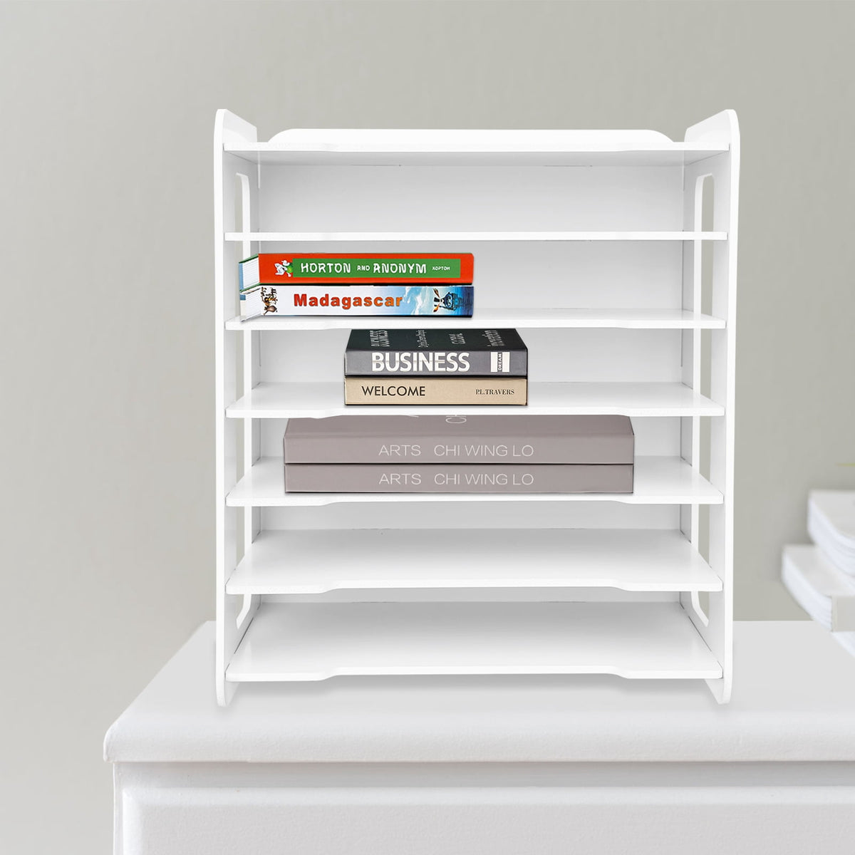 Seven-Tier Letter Tray in White PVC for Paper and Document Sorting - Image 3