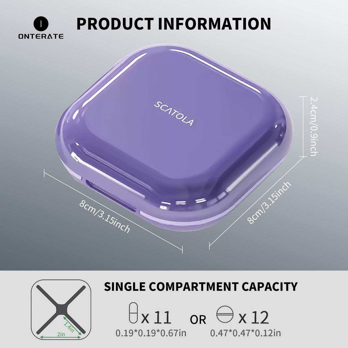 Pocket Pill Case with Four Sealed Compartments, 3.15 Inches Square - Image 6
