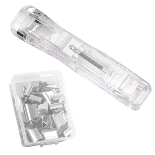 Handheld Clip Dispenser with 50 Reusable Paper Clamps, 4.6 Inches