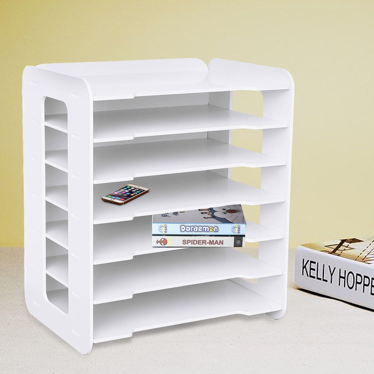 Seven-Tier Letter Tray in White PVC for Paper and Document Sorting - Image 2