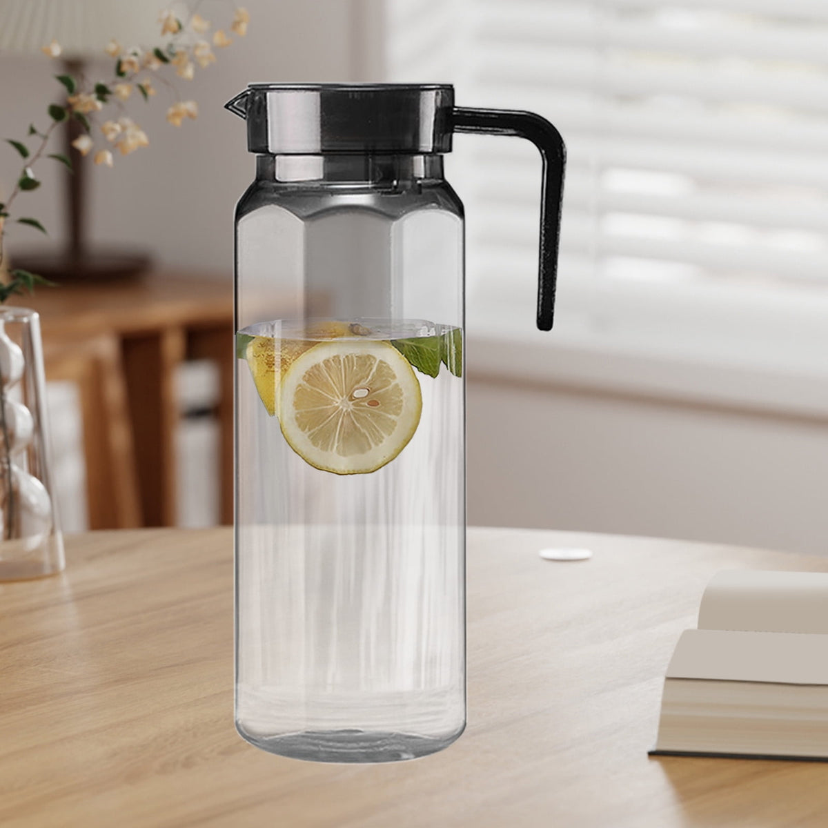 Lidded Fridge Pitcher, One Quart of Clear BPA-Free Plastic - Image 2
