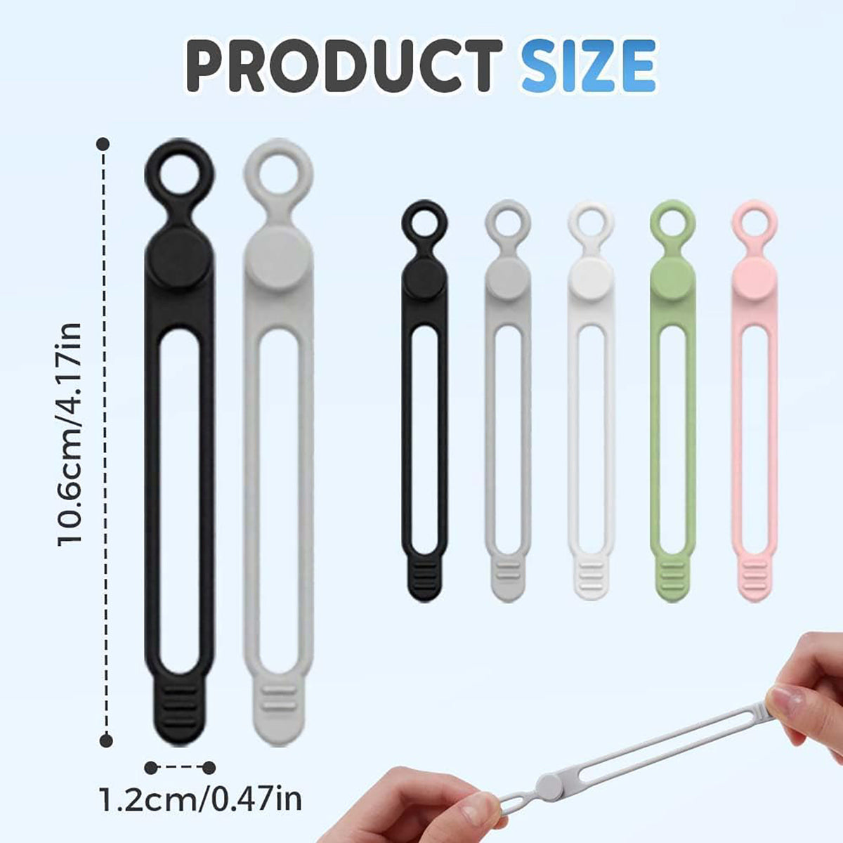 Reusable Silicone Cable Ties, 4.17-Inch Adjustable Cord Wraps for Desk and Bag - Image 4