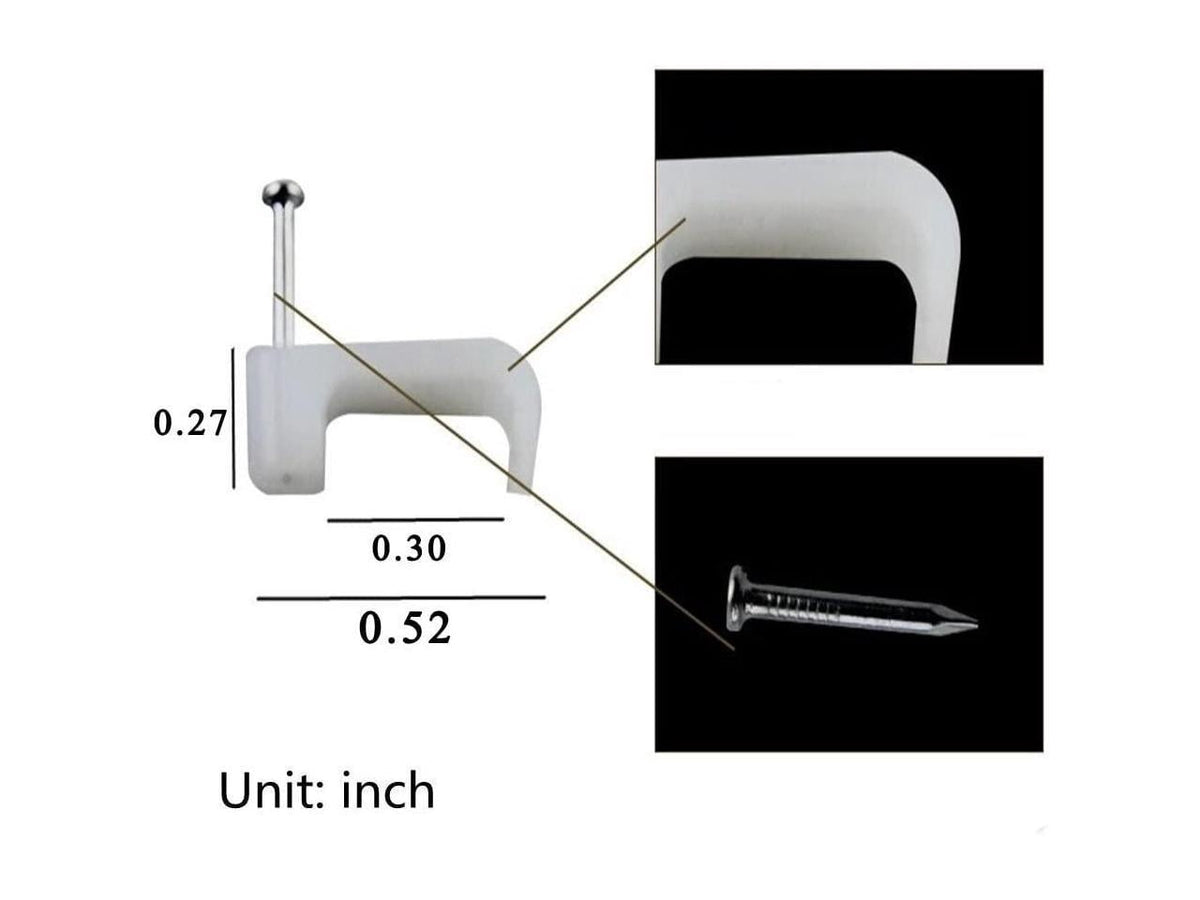 Flat Cable Nail Clips, 100-Piece Set for 8 by 5 mm Ethernet Runs - Image 3