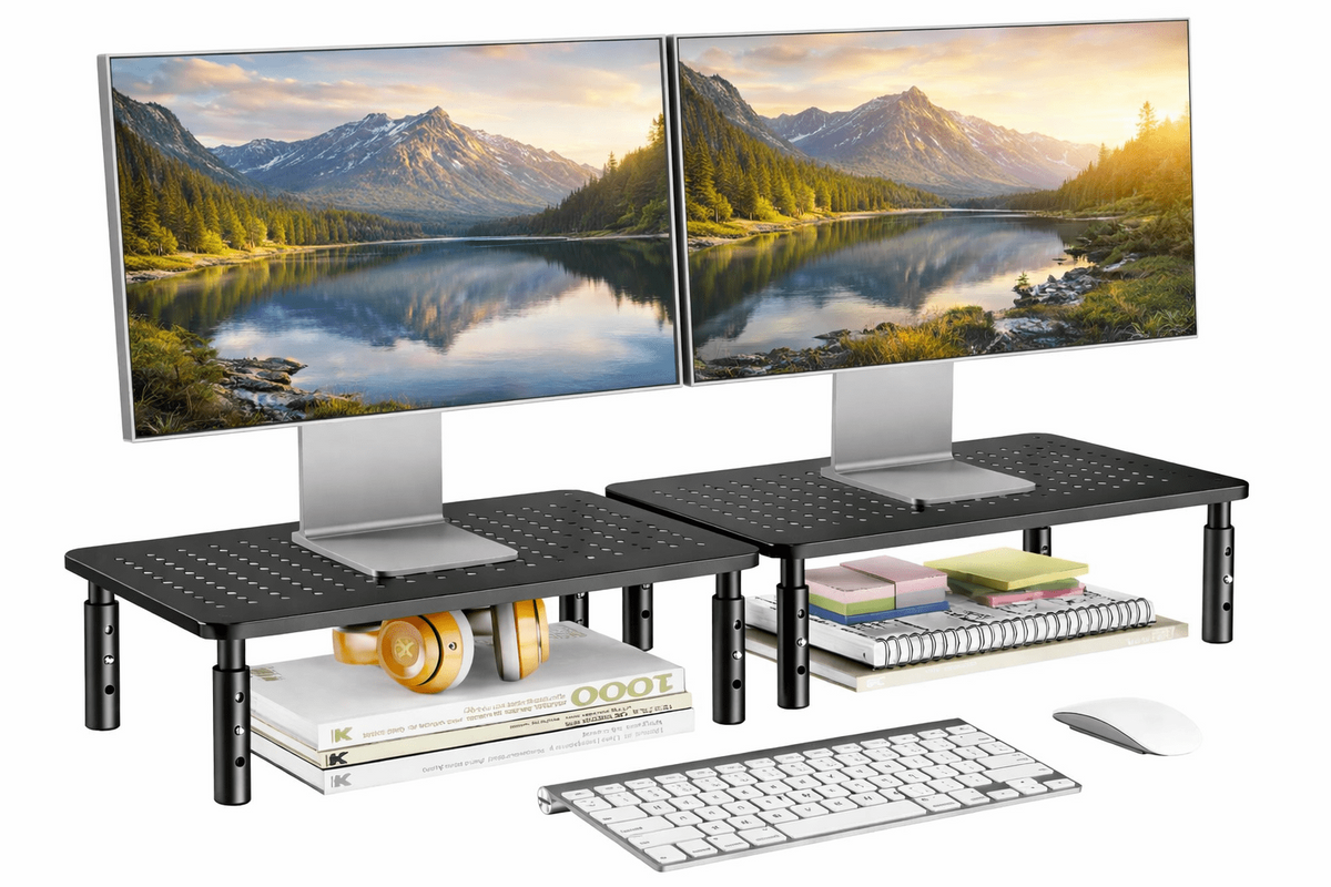 Steel Monitor Risers, Two-Pack with Three Heights and 44-Pound Capacity - Image 2