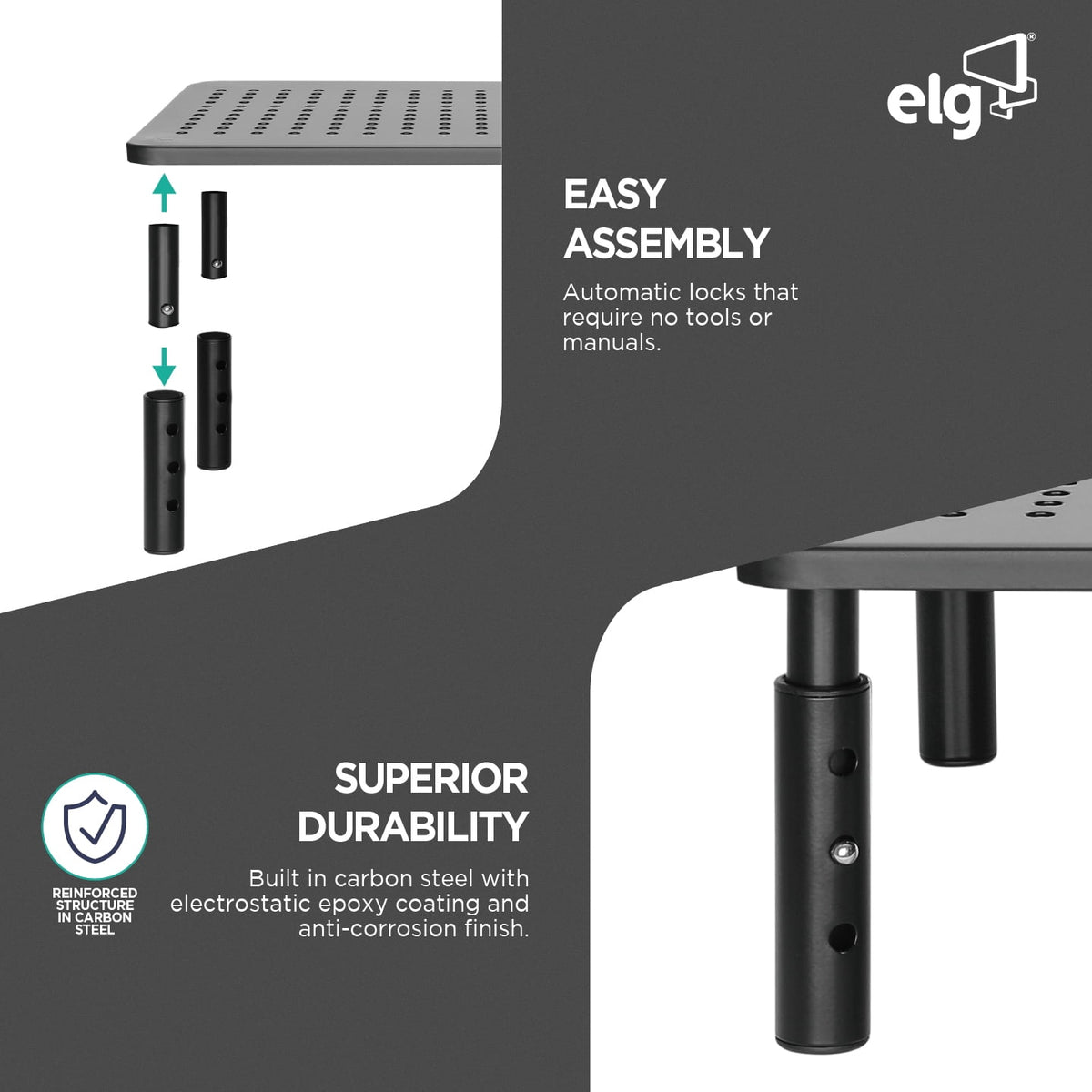 Steel Monitor Risers, Two-Pack with Three Heights and 44-Pound Capacity - Image 3